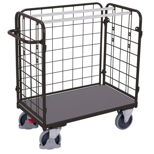Wózki z 3 ściankami siatkowymi, do 400 - 500 kg - Wózek z 3 ściankami siatkowymi, do 500 kg, 119 x 72,5 x 122 cm, szary