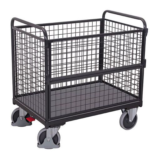 Wózki z 4 ściankami siatkowymi, do 500 kg - Wózek z 4 ściankami siatkowymi, do 500 kg, 126 x 81,5 x 109,5 cm, szary