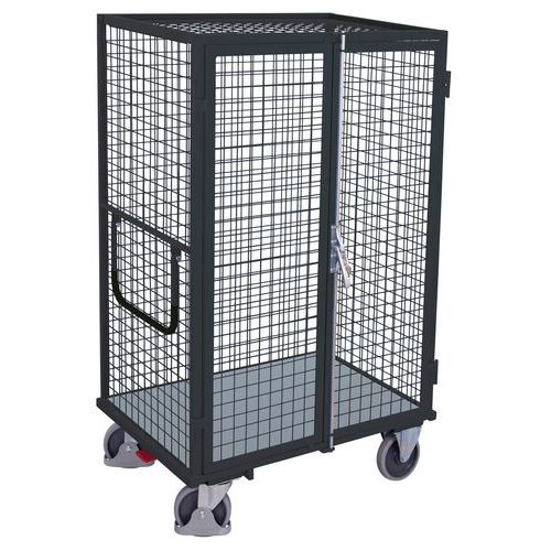 Wózki transportowe wysokie z drzwiami wahadłowymi, do 500 kg - Wózek transportowy wysoki z drzwiami wahadłowymi, do 500 kg, 111,5 x 81 x 181 cm, szary