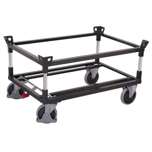 Platformy transportowe z mocowaniem palet, do 500 kg - Platforma transportowa z przedłużeniem paletowym, do 500 kg, 87 x 67 x 72 cm, szara