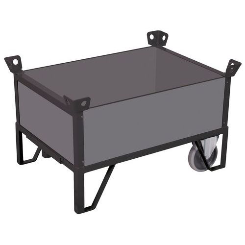 Platformy transportowe dwukołowe ze ścianami pełnymi, 4 nogi, do 500 kg - Platforma transportowa dwukołowa z pełnymi ścianami, 4 nogi, do 500 kg, szar