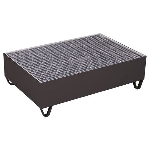 Tacki ociekowe stalowe z kratką, na 2 bębny, 120 x 80 x 36 cm - Tacka ociekowa stalowa z kratką, na 2 bębny, 120 x 80 x 36 cm, szara