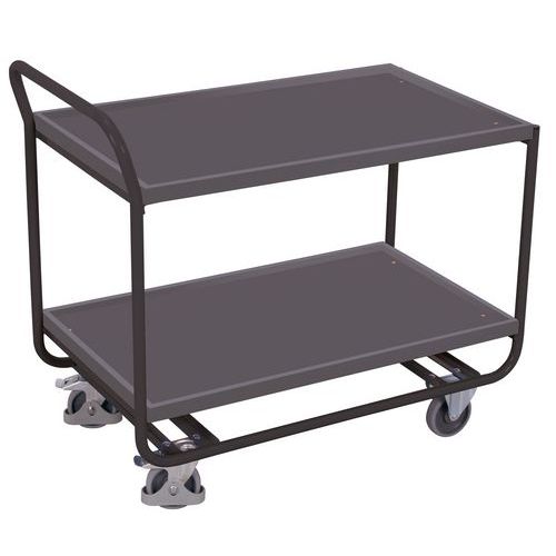 Wózki półkowe z uchwytem, do 200 kg, 2 półki, 97 x 109 x 60 cm - Wózek półkowy z uchwytem, do 200 kg, 2 półki, 97 x 109 x 60 cm, szary