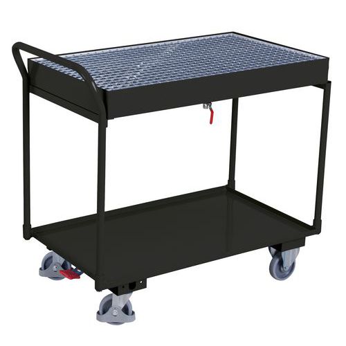 Wózki półkowe z tacką ociekową i kratką, do 250 kg, 60 l, 112,5 x 61 x 102 cm - Wózek półkowy z tacką ociekową i kratką, do 250 kg, 112,5 x 61 x 102 c