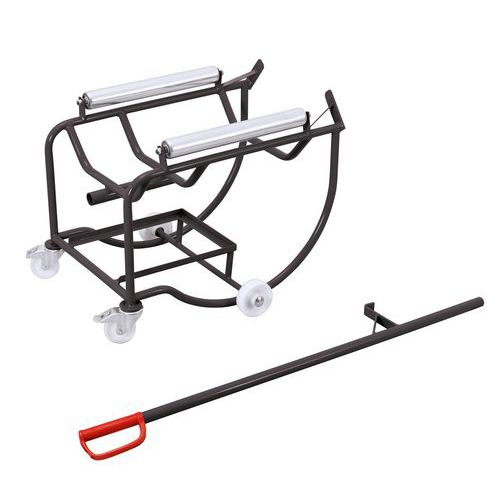 Wózki przechylne do beczek, 2 rolki stalowe, 200 l, do 250 kg - Wózek przechylny do beczek, 2 rolki stalowe, 200 l, do 250 kg, szary
