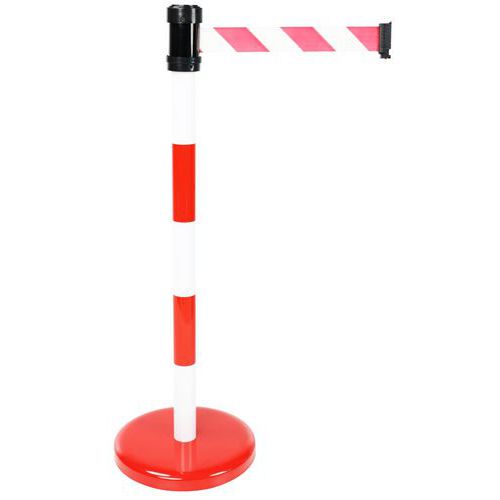 Słupki odgradzające z taśmą Manutan Expert, 2 m - Słupek odgradzający z taśmą Manutan Expert, 2 m, czerwony/biały