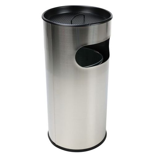 Metalowe kosze zewnętrzne na śmieci Manutan Expert Stream z popielniczką, pojemność 50 l - Metalowy zewnętrzny kosz na śmieci Manutan Expert Stream z 