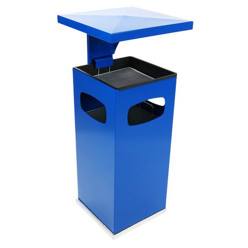 Kosze na śmieci z popielniczką Manutan Expert, 38 l - Kosz na śmieci z popielniczką Manutan Expert, 38 l, niebieski