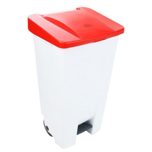 Plastikowe kosze na śmieci Manutan Expert Handy, pojemność 120 l - Plastikowy kosz na śmieci Manutan Expert Handy, pojemność 120 l, biały/czerwony