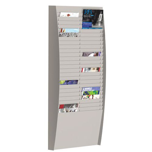 Wiszące stojaki na broszury Paperflow, szare - Wiszący stojak na broszury Paperflow, szary, 50 przegródek