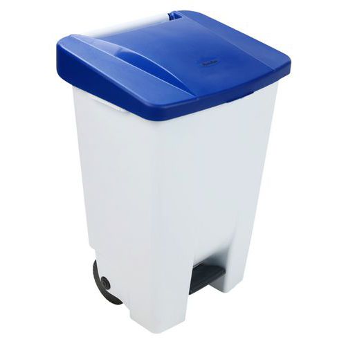 Plastikowe kosze na śmieci Manutan Expert Handy, pojemność 80 l - Plastikowy kosz na śmieci Manutan Expert Handy, pojemność 80 l, biały/niebieski