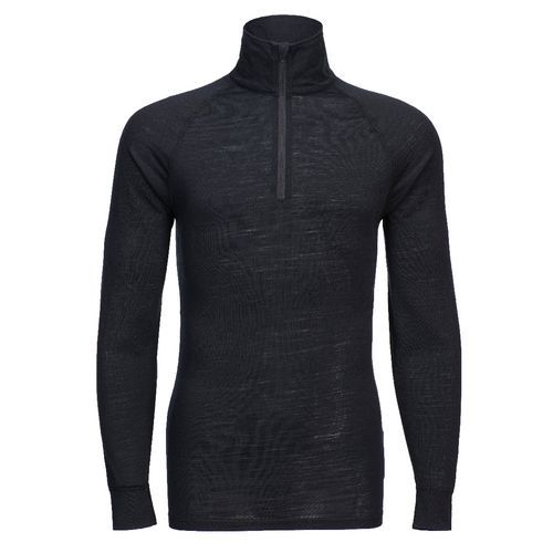 Bluza z zamkiem 1/4 z wełny Merino, czarny - Bluza z zamkiem 1/4 z wełny Merino, czarny, normalne, rozm.M
